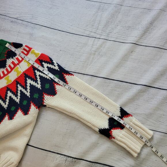Aerie Size M Fair Isle Sweater Chunky Knit Multi Color Cozy Holiday Winter - Picture 6 of 10